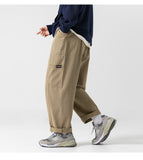 Advbridge Spring Autumn Fashion Solid Casual Men's Drawstring Waist Versatile Cool Boys Cotton Loose Wide Leg Pants AllSeason Pocket