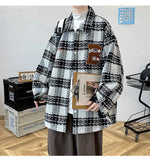 Advbridge Spring Autumn Fashion Men's Casual T-Shirt Loose Soft Versatile Tops Buttons Shirt Coat Cool Boys Plaid Jacket College Style