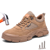 Advbridge Work Safety Shoes For Men Cow Suede Leather Indestructible Construction Anti-smash  Safety Boots Steel Toe Shoes Male Footwear