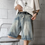 Advbridge Summer Denim Shorts Men Fashion Blue Retro Denim Shorts Mens Japanese Streetwear Hip-hop Loose Straigh Jeans Shorts Men S2XL