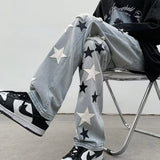 Advbridge High Street Hip Hop Pants for Men Washed American Retro Star Patchwork Ripped Jeans Spring and Autumn Male Casual Streetwear New