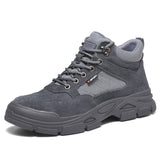 Advbridge Work Safety Shoes For Men Cow Suede Leather Indestructible Construction Anti-smash  Safety Boots Steel Toe Shoes Male Footwear