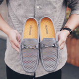 Advbridge Summer Men Slippers High Quality Leather Loafers 2022 New Outdoor Non-slip Mens Casual shoes Classic Slip On Half shoes For Men