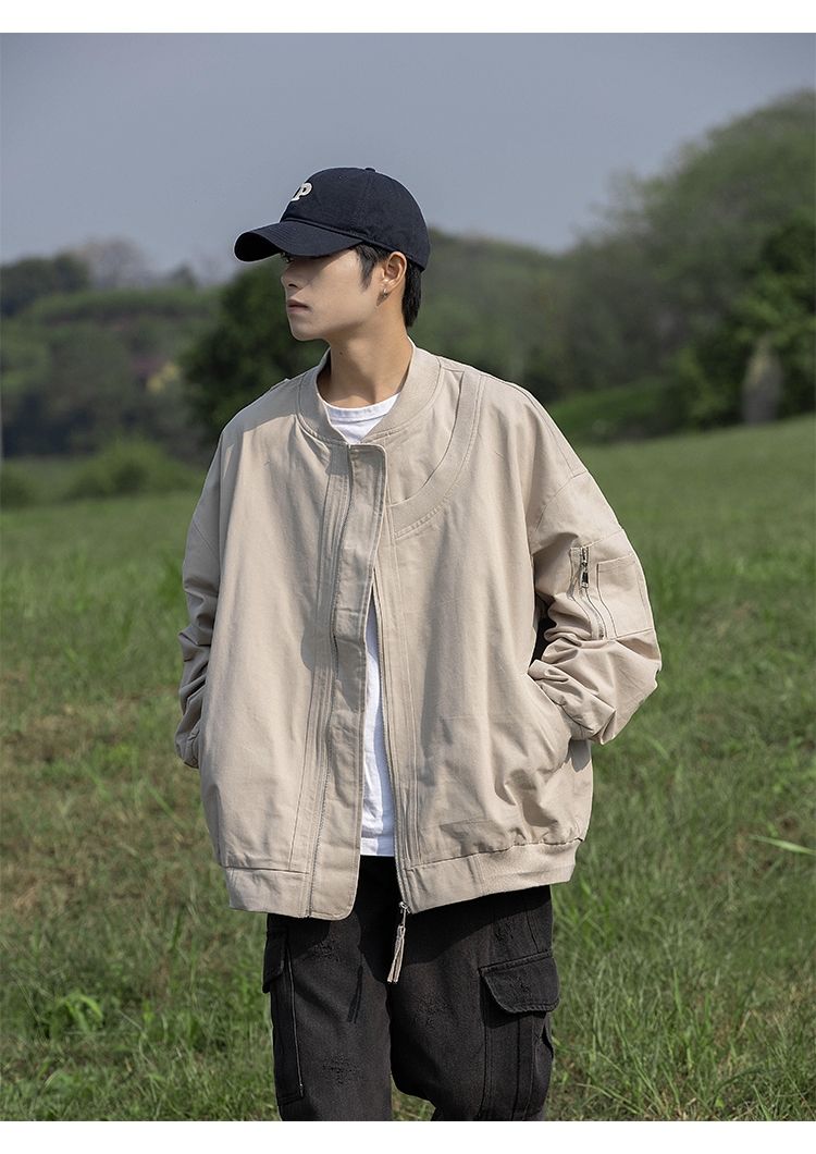 Advbridge Spring Autumn Fashion Men's Solid Casual Shirt Loose Pockets Jacket Coat Cool Boy Soft Zipper