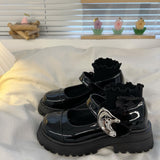 Advbridge Kawaii White British Jk School Girls Loli Shoes Lady Summer New Pearl Fairy Style Thick Platform Mary Jane Mid Heel 4.5cm