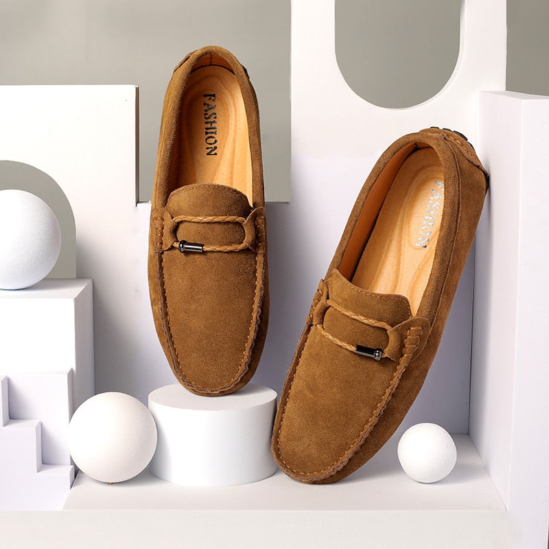 Advbridge Summer Men Loafers Sude Leather Casual Shoes Fashion Slip on Driving Shoes Breathable Moccasins Big Size 38-49 Leisure Walk