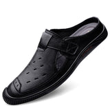 Advbridge Summer New men half shoes Breathable Slip-On loafers High Quality Leather Mens Half Slipper Casual Brand Driving Shoes Moccasins
