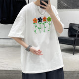 Advbridge T Shirt Mens Fashion Embroidery Printed Tshirt Men Streetwear Tees Summer Japanese Casual Oversized Tops Black/White/Blue