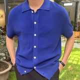 Advbridge High Quality Solid Color Cardigan T-shirt Summer Man Short Sleeve  Polo Shirt Men Lapel Knitted Casual Polo Shirt Camisa Hombre