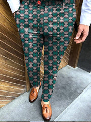 Advbridge Spring Retro Pattern Print Straight Long Pants Men Casual Business Mid Waist Zipper Suit Trousers Mens Autumn Fashion Streetwear