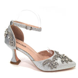 Advbridge Fresh Beautiful Silver Women's Shoes Totem-style Arrangement Of Rhinestone Design Party Ladies Shoes And Handbags