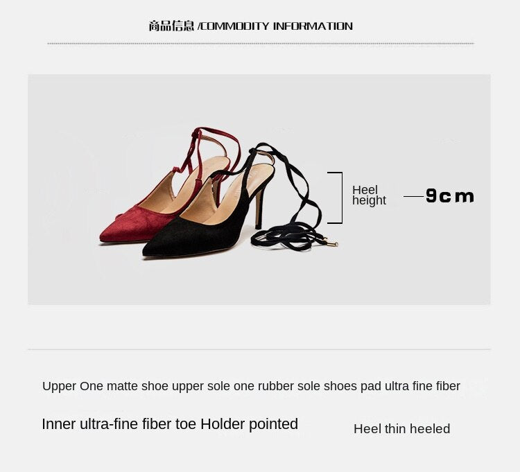 Advbridge Black Toe Sandals Women's Fashion New Strappy Stiletto Pointed Toe Back Empty Women's High Heels Dress Party Banquet Shoes