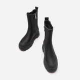 Advbridge Women Flat Platform Ankle Boots Autumn Winter Ladies Mid-calf Chelsea Boots Female Side Zipper Slip On Leather Boots Size 42