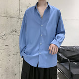 Advbridge New Men's Casual Blouse Shirt Solid Loose Tops Long Sleeve Shirts Spring Autumn Summer Casual Handsome Men Shirt 4 Colors