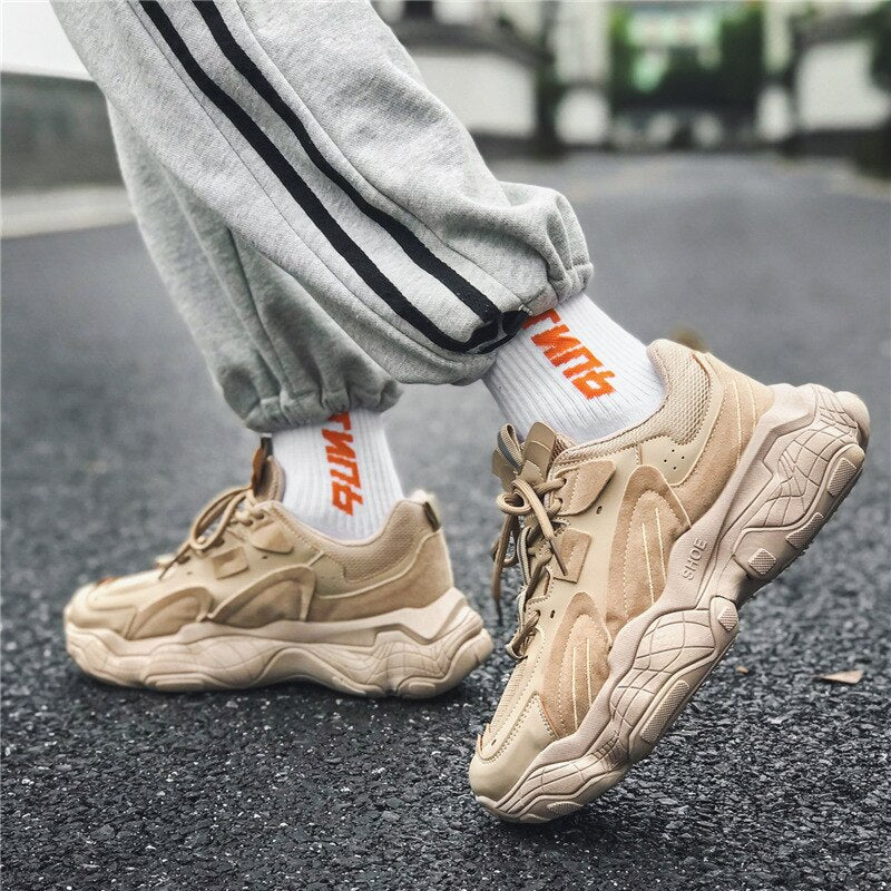 Advbridge Autumn Men Platform Sneakers Mesh Breathable Chunky Shoes Male Trainers Outdoor Lace Up Sports Shoes Walking Footwear