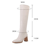 Advbridge Autumn Winter New Arrival Women Knee High Boots Fashion Mixed Colors Genuine Leather Thick Heels Square Toe Shoes Woman