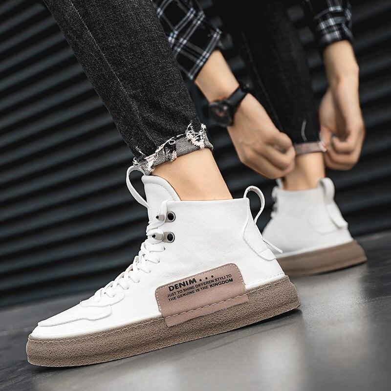 Advbridge Comfy Sneakers Men Spring Autumn Fashion Mens Shoes  Casual Leather Anti-Skid Men's Footwear All-match Lace-Up Casual Shoes Male