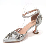 Advbridge Fresh Beautiful Silver Women's Shoes Totem-style Arrangement Of Rhinestone Design Party Ladies Shoes And Handbags