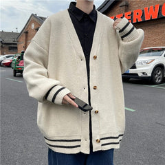 Advbridge British Retro Cardigan Sweater New Korean Harajuku Academic Knitted Sweater Pullover Hip Hop Streetwear Loose Knitwear Tops