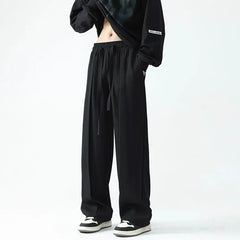 Advbridge Autumn Summer Spring Casual Soft Solid Men's Cool Boys Waist Loose Suit Wide Leg Pants Sagging AllSeason Versatile Drawstring