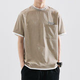 Advbridge Summer Men's T-Shirt Young Chest Pocket Design Losse Casual Short Sleeved Shirt Fashion Hip Hop Unisex College Simple Top 2023