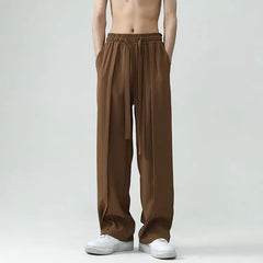 Advbridge Autumn Summer Spring Casual Soft Solid Men's Cool Boys Waist Loose Suit Wide Leg Pants Sagging AllSeason Versatile Drawstring