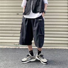 Advbridge Men Harajuku Cargo Pants  New Mens Summer Sports Joggers Pants Male Streetwear Big Pockets Sweatpants Fashions Black/Khaki