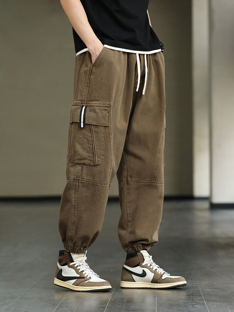 Advbridge New Men's Joggers Baggy Cargo Pants Streetwear Multi-Pockets Casual Sweatpants Male Cotton Harem Trousers Plus Size 8XL