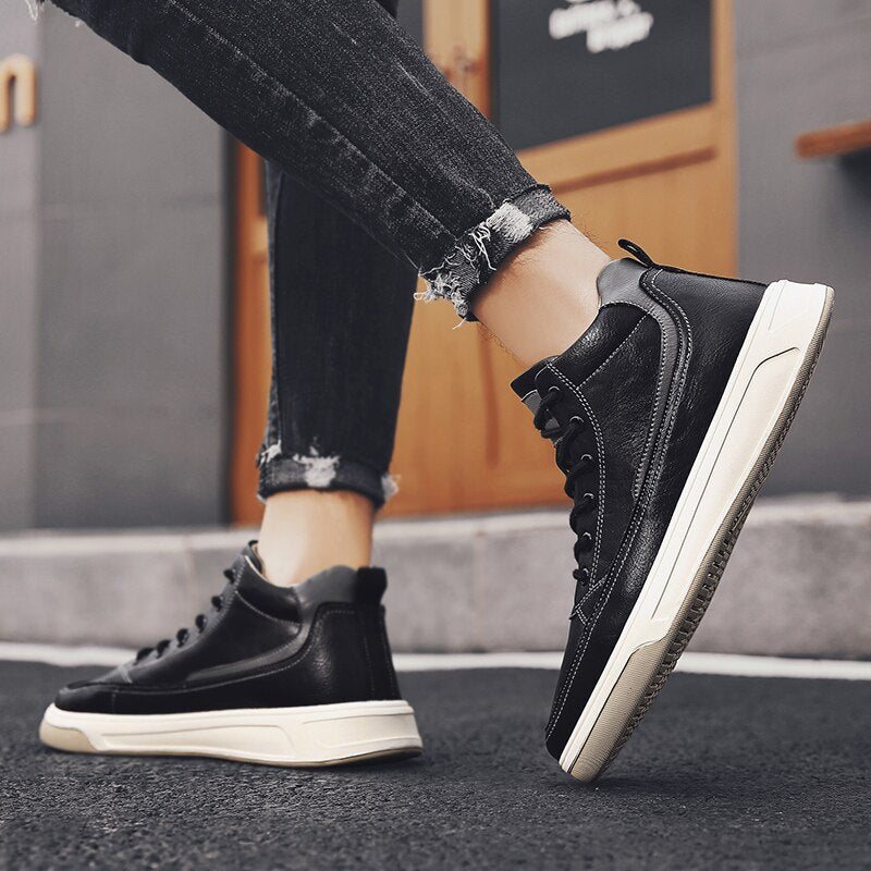 Advbridge Brand Men High-top Sport Sneakers Mens Shoes Comfortable Autumn And Winter Sneakers Genuine Leather Men Casual Shoes