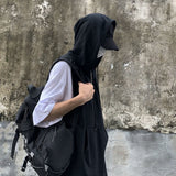 Advbridge Summer Hooded T-Shirt Men Fashion Grey Green Black Casual T-Shirt Men Streetwear Loose Hip Hop Mid Length T Shirt Mens Tops