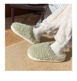 Advbridge Japanese Simple Solid Color House Slippers For Women Girls Cute Fluffy Winter Warm Home Slippers Woman Fur Shoes