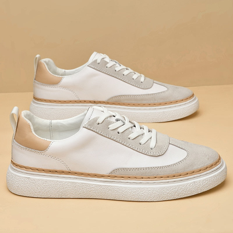 Advbridge Genuine Leather Mens Casual Shoes New Fashion Mens Sneakers Lightweight Walking Shoes Leisure Male Outdoor Shoes Tenis Masculino