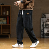 Advbridge New Winter Men Plush Warm Casual Pants Sweatpants Quality Couple Wide Leg Joggers Straight Solid Color Large Long Baggy Pants