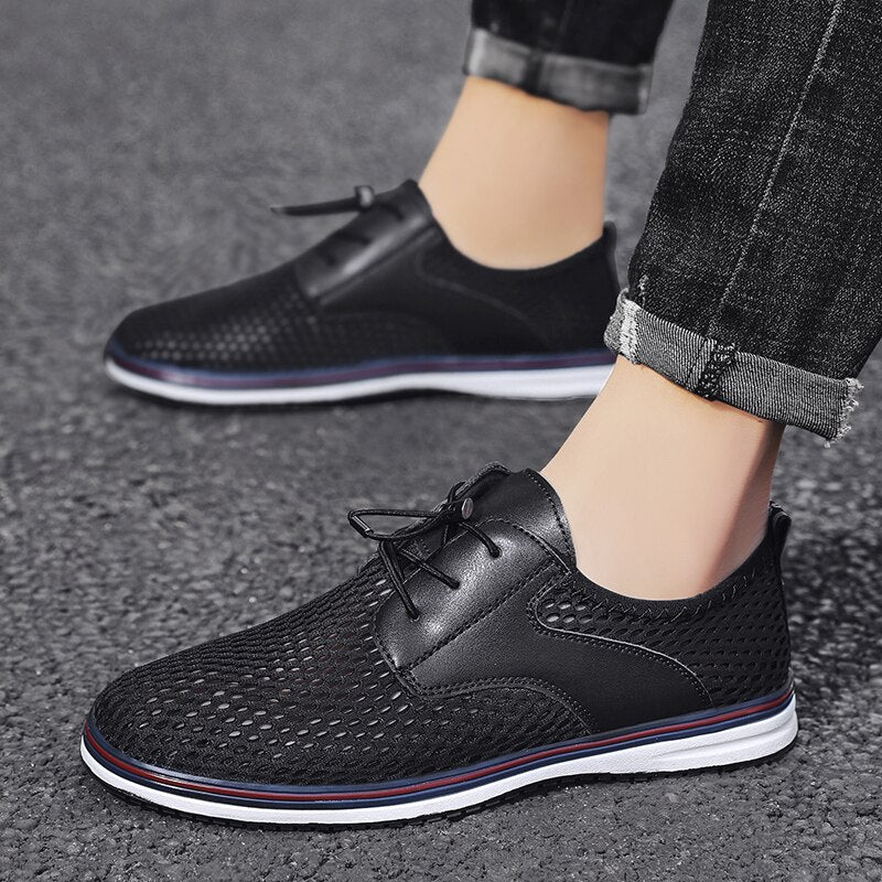 Advbridge Summer Mens Casual shoes Fashion Hollow Out Breathable Business Shoes low top Outdoor Flats Comfy Walking Sneakers Mocassin