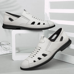 Advbridge Ollow Out Male Sandals Genuine Leather Men's Beach Sports Flats Luxury Fashion Casual Shoes Outdoor Breathable Summer Sneakers