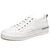 Advbridge Genuine Leather Mens Casual Shoes Fashion Flats Man Sneaker Lace Up Male Leisure Walking Shoes High Quality Outdoor White Shoes