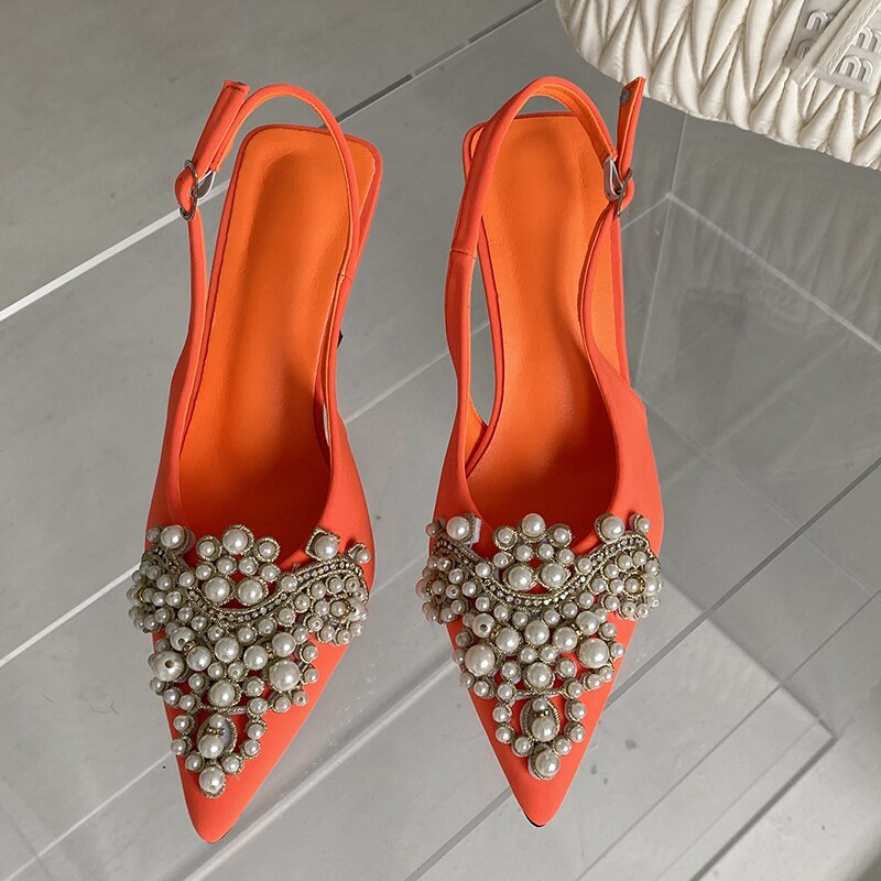 Advbridge Big Size Women Pumps Rhinestones Sandals Ladies Fashion Pointed Toe Luxury High Heels Casual Outside Party Female Shoes