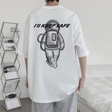 Advbridge Lone astronaut Printed T-shirts Summer Men Women Fashion Casual Oversize Tshirts Neutral High Street Loose Black Tee Tops