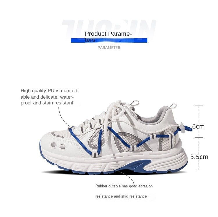 Advbridge Sports Shoes Women's Outdoor Night Running Shoes Fitness White Shoes Female Students Thick Bottom Dad Shoes Casual Shoes