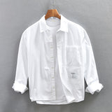 Advbridge White Fashion Shirts for Men Long Sleeve Turn-down Collar Be All-match Tops Male Pure Cotton Button Up Shirt Clothing