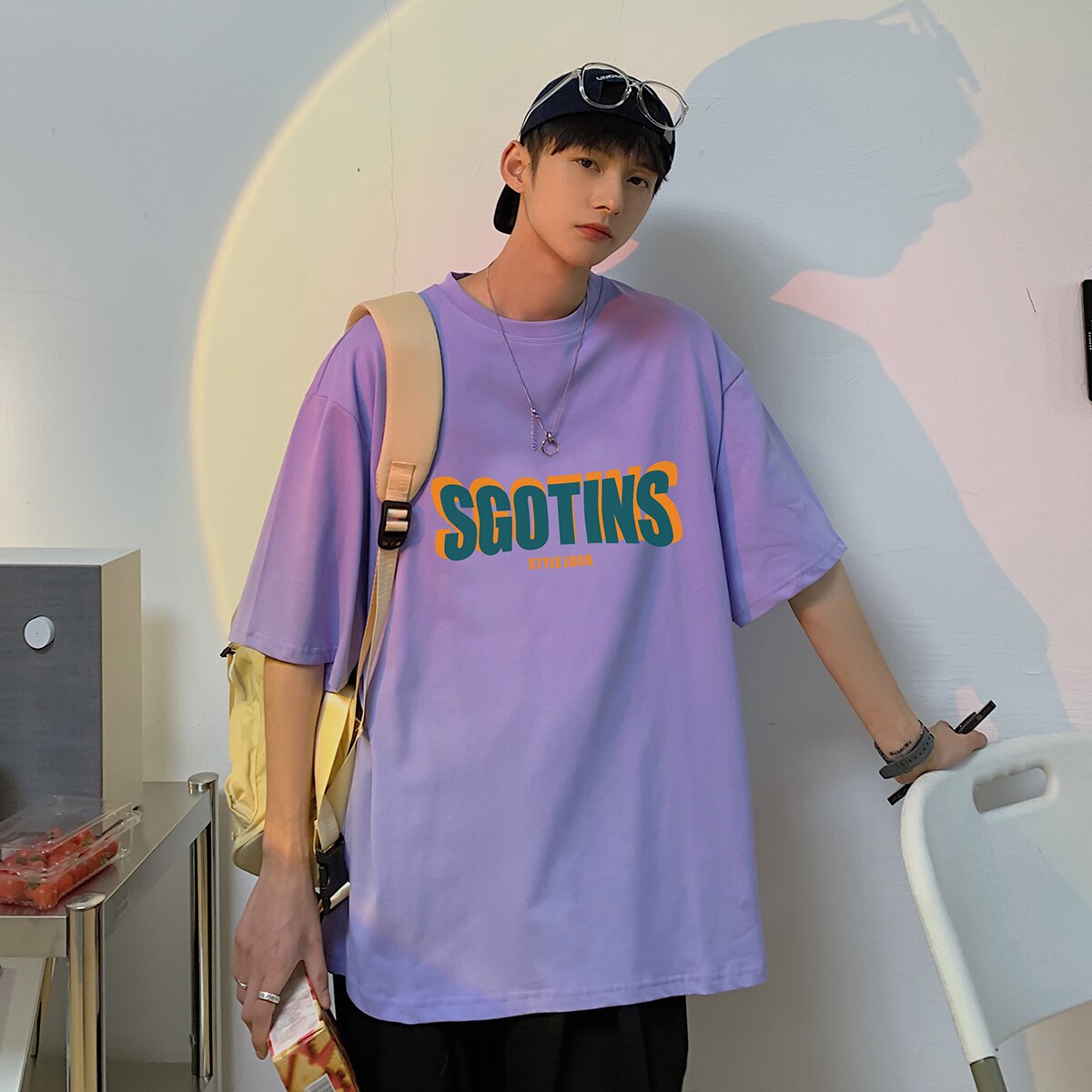 Advbridge Oversized Letter Print Cotton T Shirts Mens Summer Fashion Graphic Streetwear Teenage Loose Crewneck Pullover Tops Casual Tees