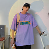 Advbridge Oversized Letter Print Cotton T Shirts Mens Summer Fashion Graphic Streetwear Teenage Loose Crewneck Pullover Tops Casual Tees
