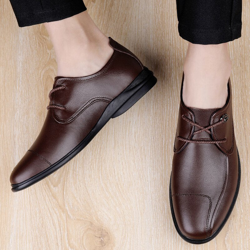 Advbridge Fashion Mens Oxfords Shoes Lightweight Men Casual Shoes Genuine Leather Handmade Men Business Shoes All-match Male Shoes