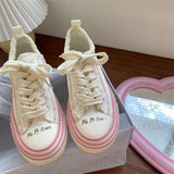 Advbridge Kawaii School Student Cute Girl Lolita Canvas Shoes Female Students Summer White Casual Board Shoes Low Heel 2.5cm Flats