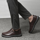 Advbridge New Brand Driving Shoes Fashion Genuine Leather Casual Shoes Men Lightweight Mens Slip on Office Shoes Male Comfortable Loafers