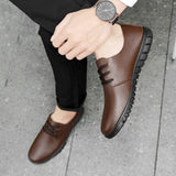 Advbridge Men White Shoes Man Fashion Oxfords Men Shoes Plus Size 38-48 Lightweight Walking Breathable Genuine Leather Male Formal Shoes