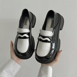 Advbridge British Style Shoes Woman Flats Slip-on Oxfords Clogs Platform Autumn Preppy Dress Slip On Leather New Creepers Fall PU Hoof Hee