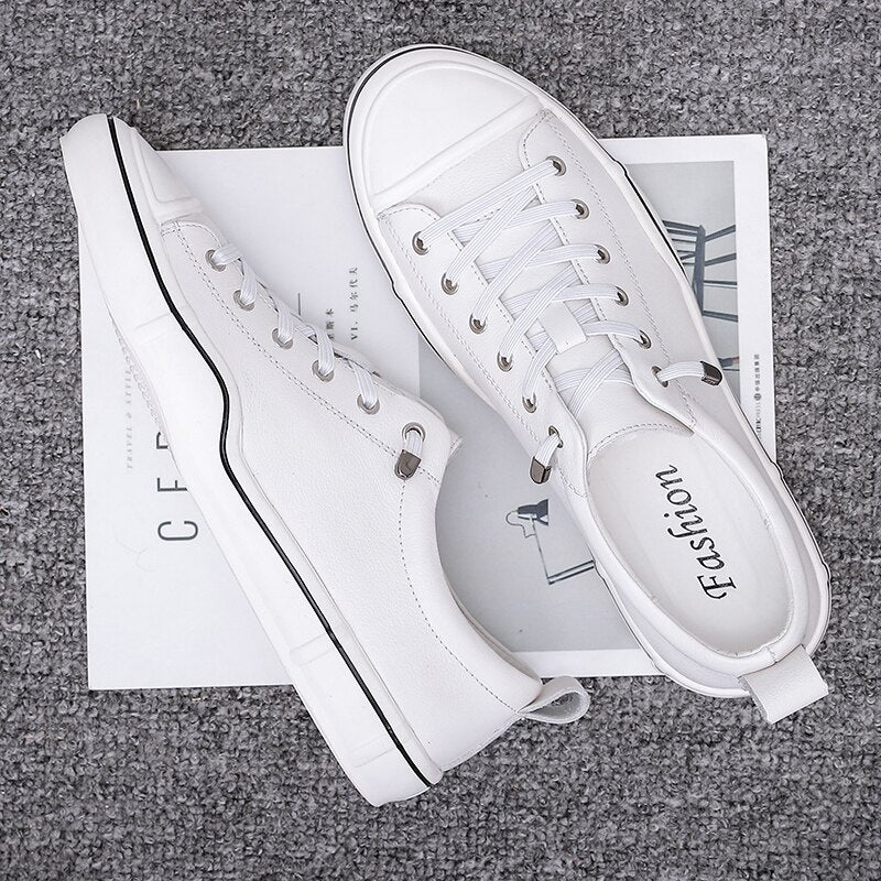 Advbridge Men's White Skateboard Shoes Men British Comfortable Sneakers Sports Canvas Shoes Vulcanized Shoes Social Leather School Shoes