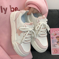 Advbridge Mori Star Platform Sneakers for Women Popular Winter Style All-match Womens Trendy School Thick Sole White Shoes