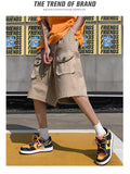 Advbridge Summer New Hot Sale Shorts Men Zipper Fly Solid Cargo Pants Japanese Multi-pockets Hip Hop Shorts Straight Tube Overalls